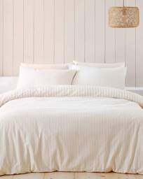 CL Brushed Stripe Duvet Cover Set NTL Natural - Catherine Lansfield - Size: DOUBLE - thumbnail 3
