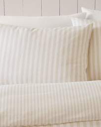 CL Brushed Stripe Duvet Cover Set NTL Natural - Catherine Lansfield - Size: DOUBLE - thumbnail 5