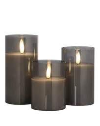Set of 3 Smoked LED Candles Black - JD Williams - thumbnail 1