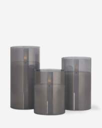 Set of 3 Smoked LED Candles Black - JD Williams - thumbnail 5