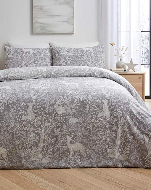 Brodie Woodland Duvet Cover Set Grey - JD Williams - Size: SINGLE - image 1