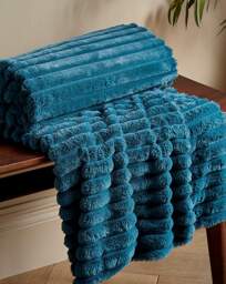 Cosy Ribbed Throw Teal - Catherine Lansfield - Size: 130X170 - thumbnail 2