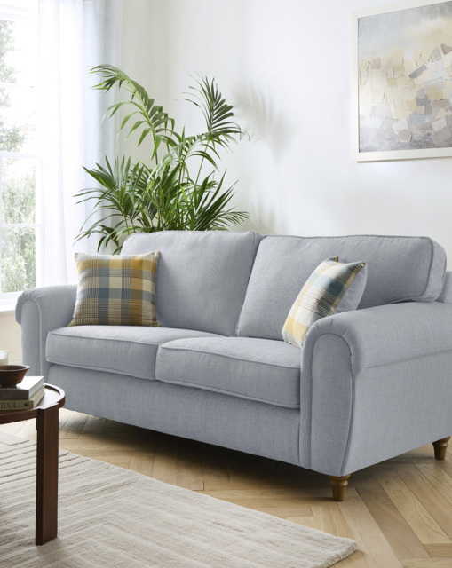 Edgar Fabric 3 Seater Sofa Blue - image 1