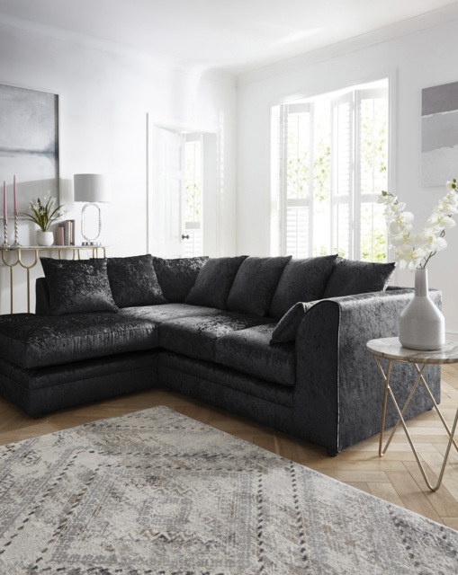 Chicago Left Hand Corner Chaise Sofa Black - image 1