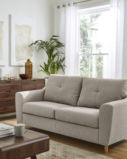 Baxter Fabric 3 Seater Sofa Oatmeal - image 1