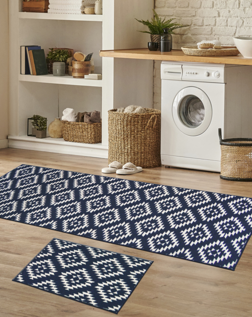 Aztec Runner & Doormat Set Blue - Homemaker - Size: 57X150 - image 1
