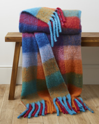 Bright Check Faux Mohair Throw Multi - JD Williams - Size: 130X150 - thumbnail 1