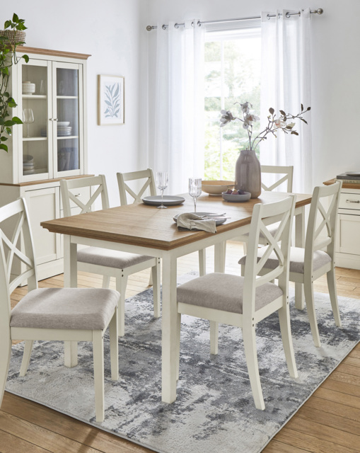 Julipa Extend Table with Ashford Chairs Cream/Natural - Julipa - image 1
