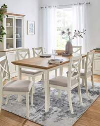 Julipa Extend Table with Ashford Chairs Cream/Natural - Julipa - thumbnail 1