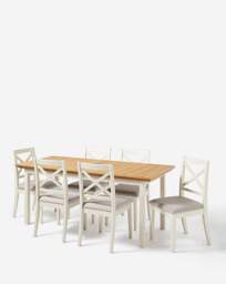 Julipa Extend Table with Ashford Chairs Cream/Natural - Julipa - thumbnail 3