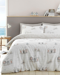 Fusion Beach Huts Duvet Cover Set Natural - Fusion - Size: DOUBLE