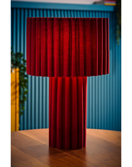 Lenny Cherry Ribbed Table Lamp Cherry - ValueLights - image 1