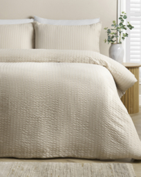 CL Stripe Seersucker Duvet Cover Set Natural - Catherine Lansfield - Size: SINGLE - thumbnail 1