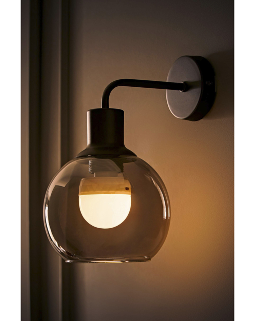 Bellamy Black Smoke Glass Wall Light Black - ValueLights - image 1