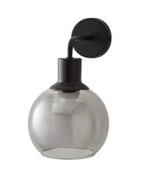 Bellamy Black Smoke Glass Wall Light Black - ValueLights - thumbnail 5