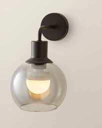 Bellamy Black Smoke Glass Wall Light Black - ValueLights - thumbnail 2