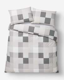Darcy Check Cotton Blend Duvet Set Grey - Size: SINGLE - thumbnail 4