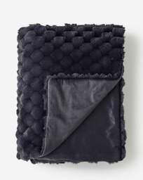 Scallop Faux Fur Throw - Charcoal Charcoal - JD Williams - Size: 120X150 - thumbnail 2