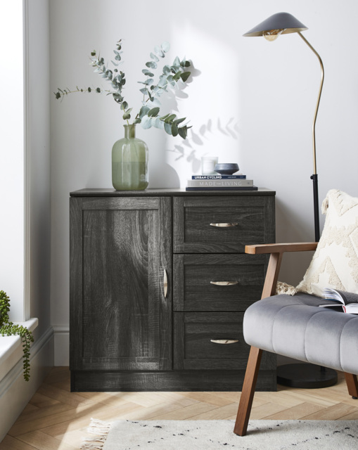 Kingston Compact Sideboard Grey/Oak Effect - At Home Collection - image 1