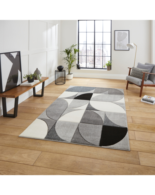 Think Rugs Matrix Geometric Rug Grey/Black - Think Rugs - Size: 80X150 - image 1