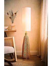 Una Rattan Midi Floor Lamp Natural - ValueLights - thumbnail 3