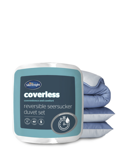 Silentnight Seersucker Coverless Set Grey/Blue - Silentnight - Size: SINGLE - image 1