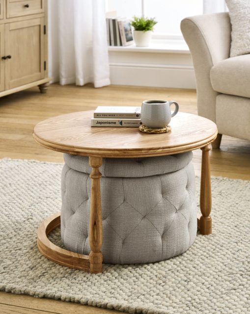 Mae Side Table with Ottoman Natural - JD Williams - image 1