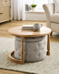 Mae Side Table with Ottoman Natural - JD Williams - thumbnail 1
