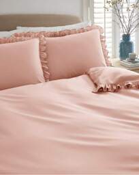 Ruffled Edge Duvet Set Pink - JD Williams - Size: S KING - thumbnail 4