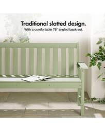 Westport Green Wooden Garden Bench Green - VonHaus - thumbnail 5