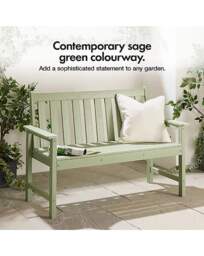 Westport Green Wooden Garden Bench Green - VonHaus - thumbnail 2