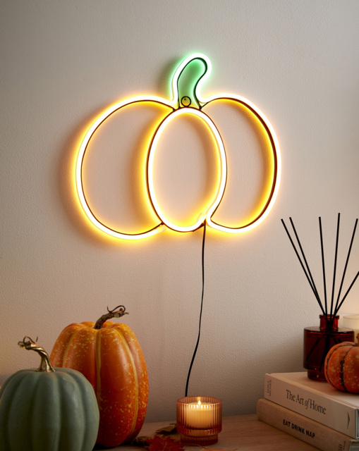 Neon Pumpkin Sign Orange - FESTIVE - image 1