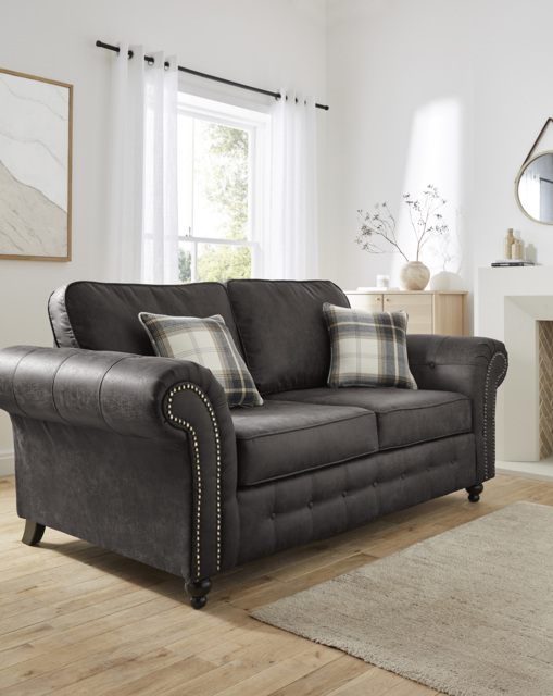 Oakland Faux Leather 3 Seater Sofa Black - image 1
