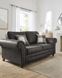 Oakland Faux Leather 3 Seater Sofa Black - thumbnail 1