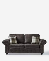 Oakland Faux Leather 3 Seater Sofa Black - thumbnail 3