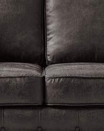 Oakland Faux Leather 3 Seater Sofa Black - thumbnail 4