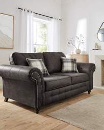 Oakland Faux Leather 3 Seater Sofa Black - thumbnail 1