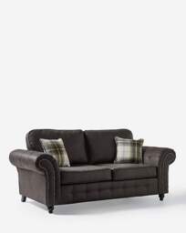 Oakland Faux Leather 3 Seater Sofa Black - thumbnail 2