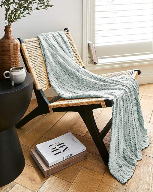 Chenille Basket Weave Throw SEA Foam - JD Williams - Size: 125X150 - image 1