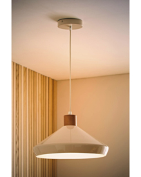 Parker Cream & Walnut Pendant Cream - ValueLights - thumbnail 1