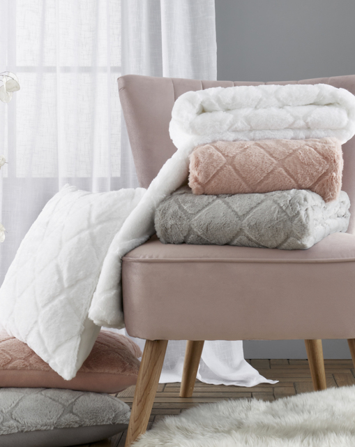 Cosy Diamond Throw Natural - Catherine Lansfield - Size: 130X170 - image 1