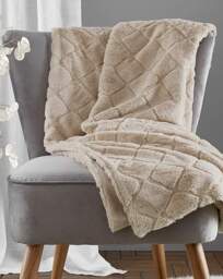 Cosy Diamond Throw Natural - Catherine Lansfield - Size: 130X170 - thumbnail 2