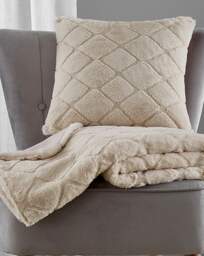 Cosy Diamond Throw Natural - Catherine Lansfield - Size: 130X170 - thumbnail 4