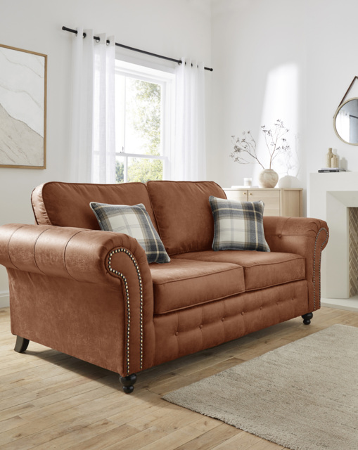 Oakland Faux Leather 3 Seater Sofa Brown - image 1