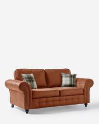 Oakland Faux Leather 3 Seater Sofa Brown - thumbnail 4