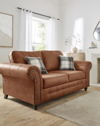 Oakland Faux Leather 3 Seater Sofa Brown - thumbnail 1