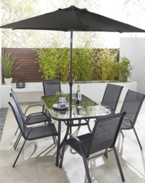 Malaga 8 Piece Dining Set Black - JD Williams