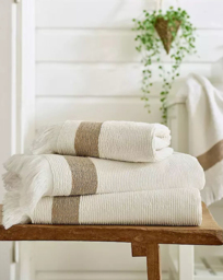 Oakwood Ridge Textured Fringed Towel Natural - The Lyndon Company - Size: Bath Sheet - thumbnail 1