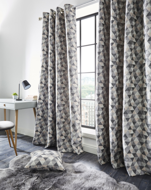 Zada Linear Jacquard Eyelet Curtains Blush/Grey - JD Williams - Size: 168 x 137cm