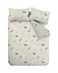 CL Dog Stripe Duvet Cover Set Green - Catherine Lansfield - Size: SINGLE - thumbnail 2
